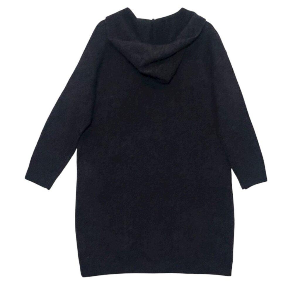 Uniqlo Women’s Long Cardigan 100% Wool Sweater Hooded Small Gray Pockets Button - Picture 5 of 12